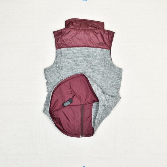 The North Face Women's Pseudio Vest Full Zip Polyester Gray Red Size M Insulated - Picture 6 of 8